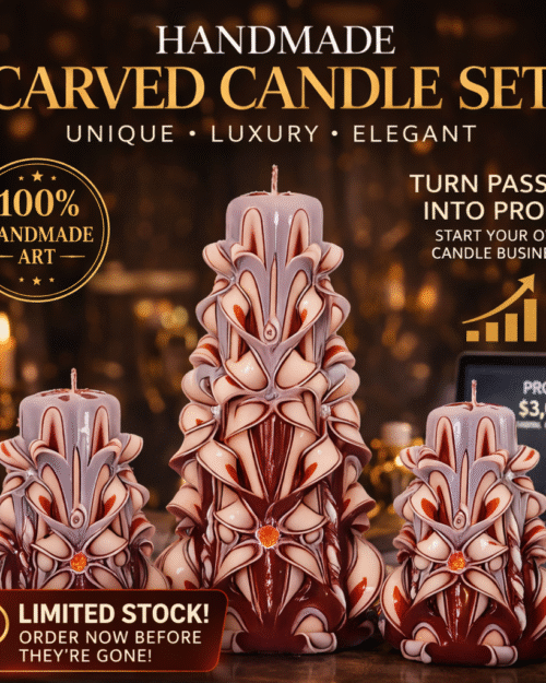 Handmade Carved Candle Set Luxury Home Decor Gift