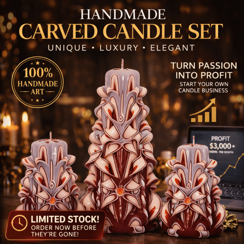 Handmade Carved Candle Set Luxury Home Decor Gift