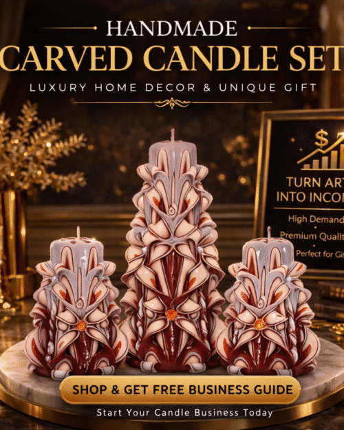 handmade carved candle set luxury decorative candles gold design gift idea home decor carved candles