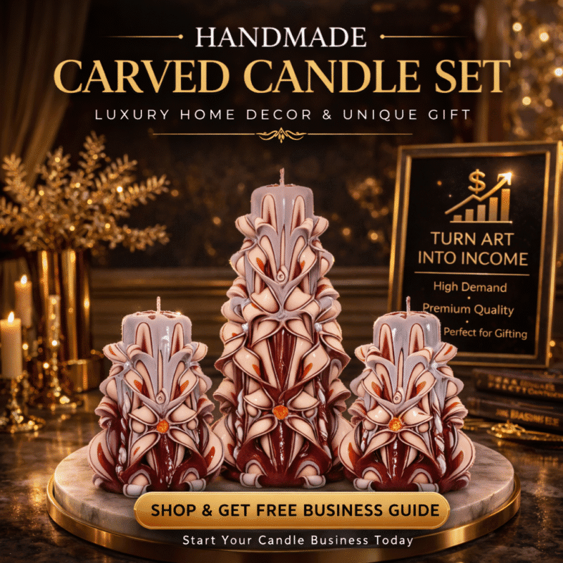 handmade carved candle set luxury decorative candles gold design gift idea home decor carved candles
