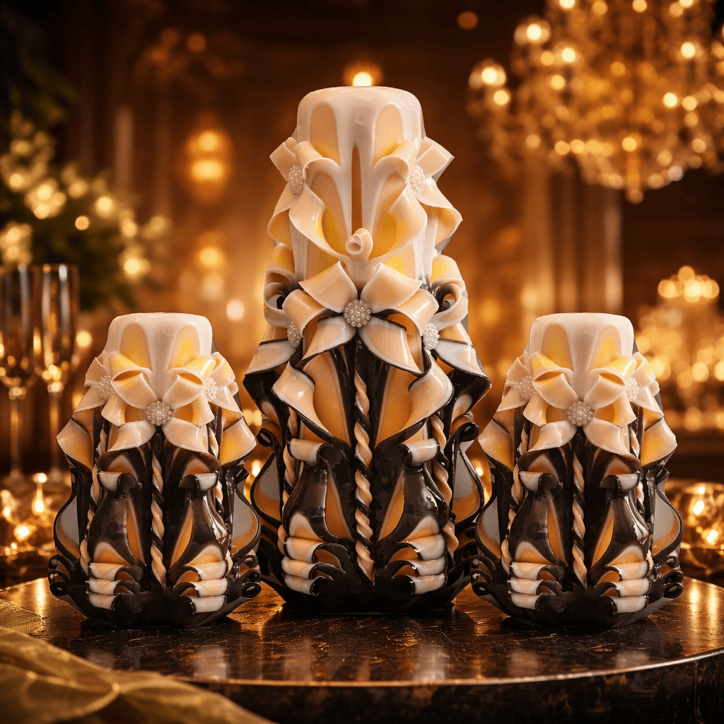 Carved candles luxury set for events wedding baptism candle business profit