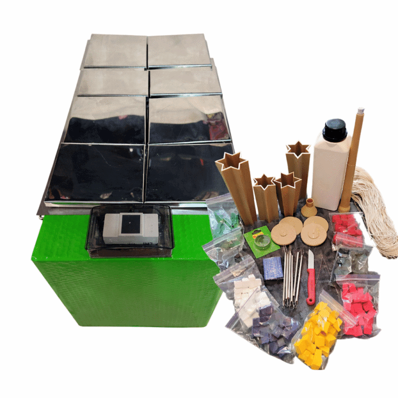 carved candle wax melter machine with candle making materials for handmade candle business