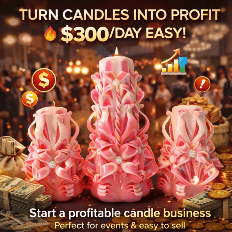 Pink carved candles set for events and kids attractions, handmade decorative candles for profitable candle business