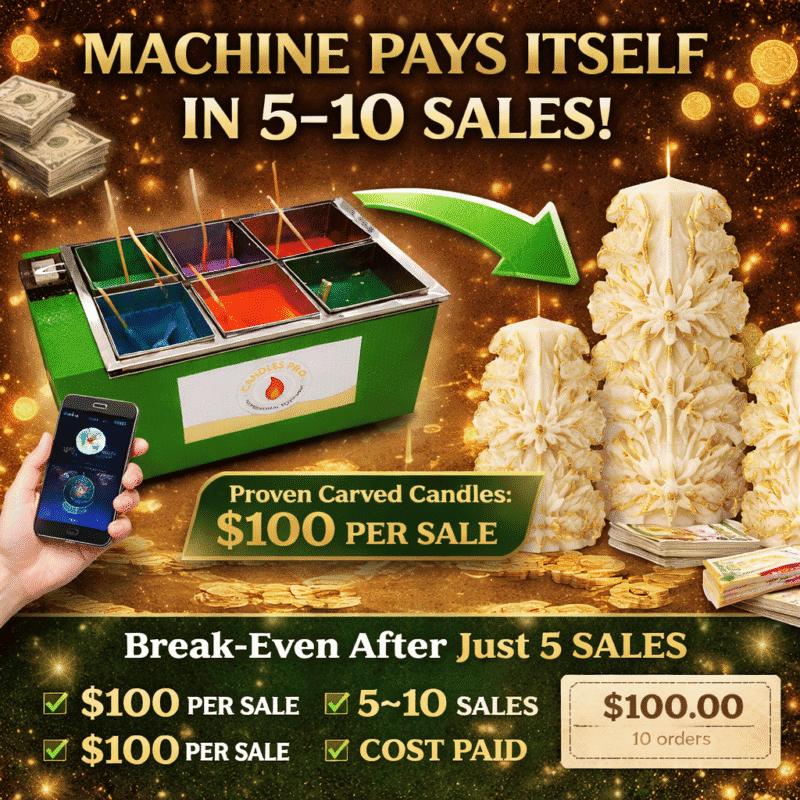 candle business machine pays itself in 5 to 10 sales $100 candle profit example