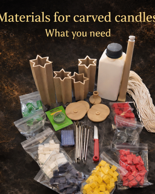 Materials for carved candles kit with molds tools wax colors and wick for candle making