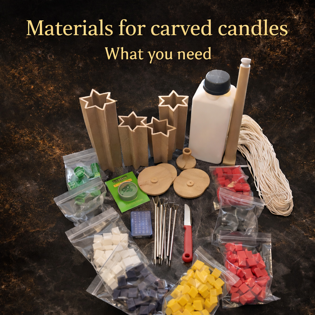 Carved Candles material Kit – 8 Colours, Molds, Wick