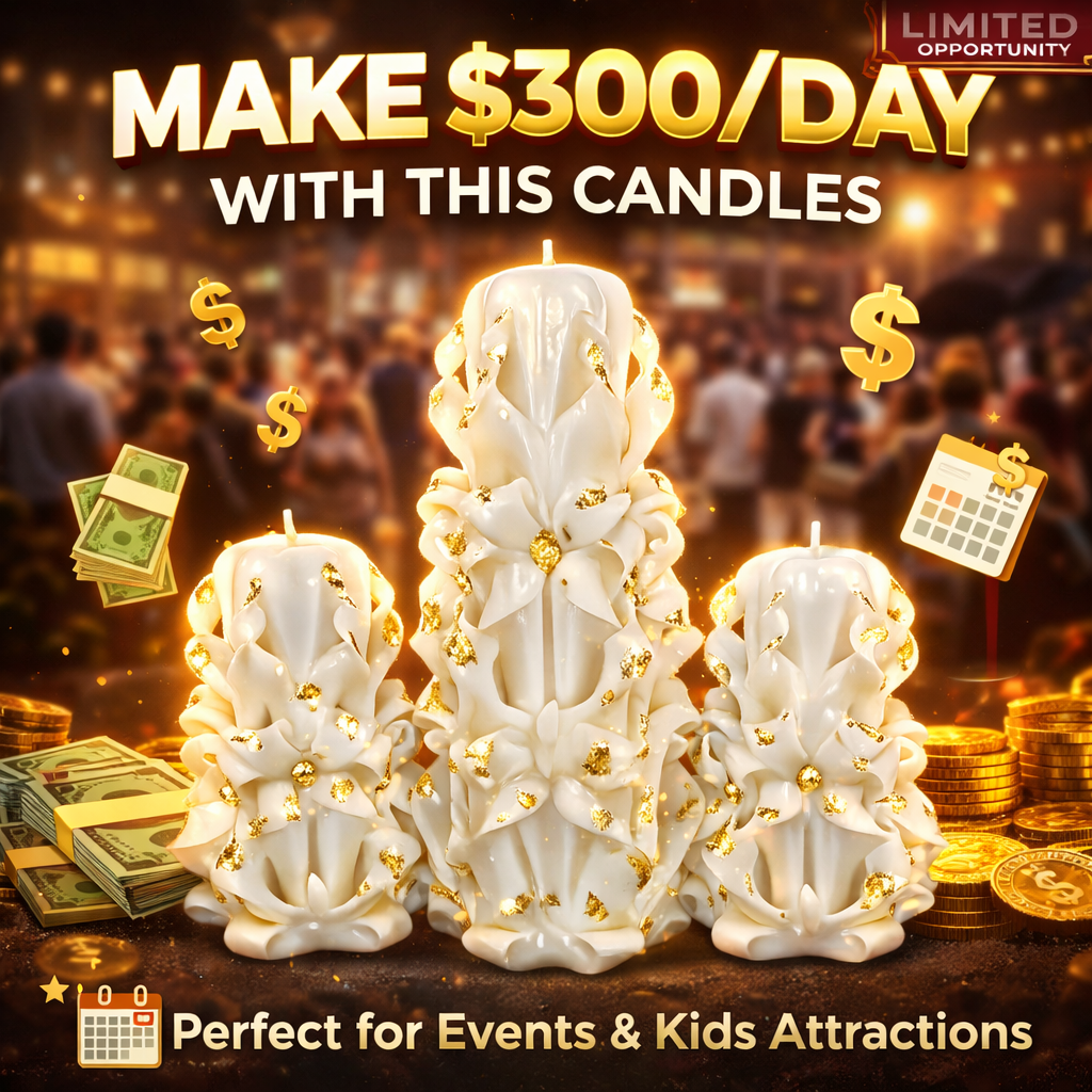 Luxury Handmade Carved Candles White Gold – Premium Decorative Gift Set - Image 4