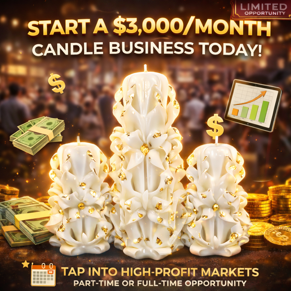 Luxury Handmade Carved Candles White Gold – Premium Decorative Gift Set