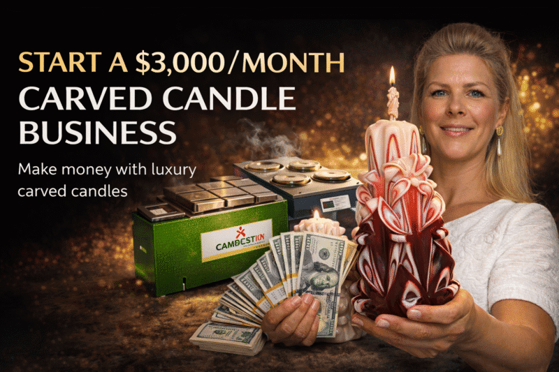 Start a $3000 per month candle business with carved candles and professional candle making machine