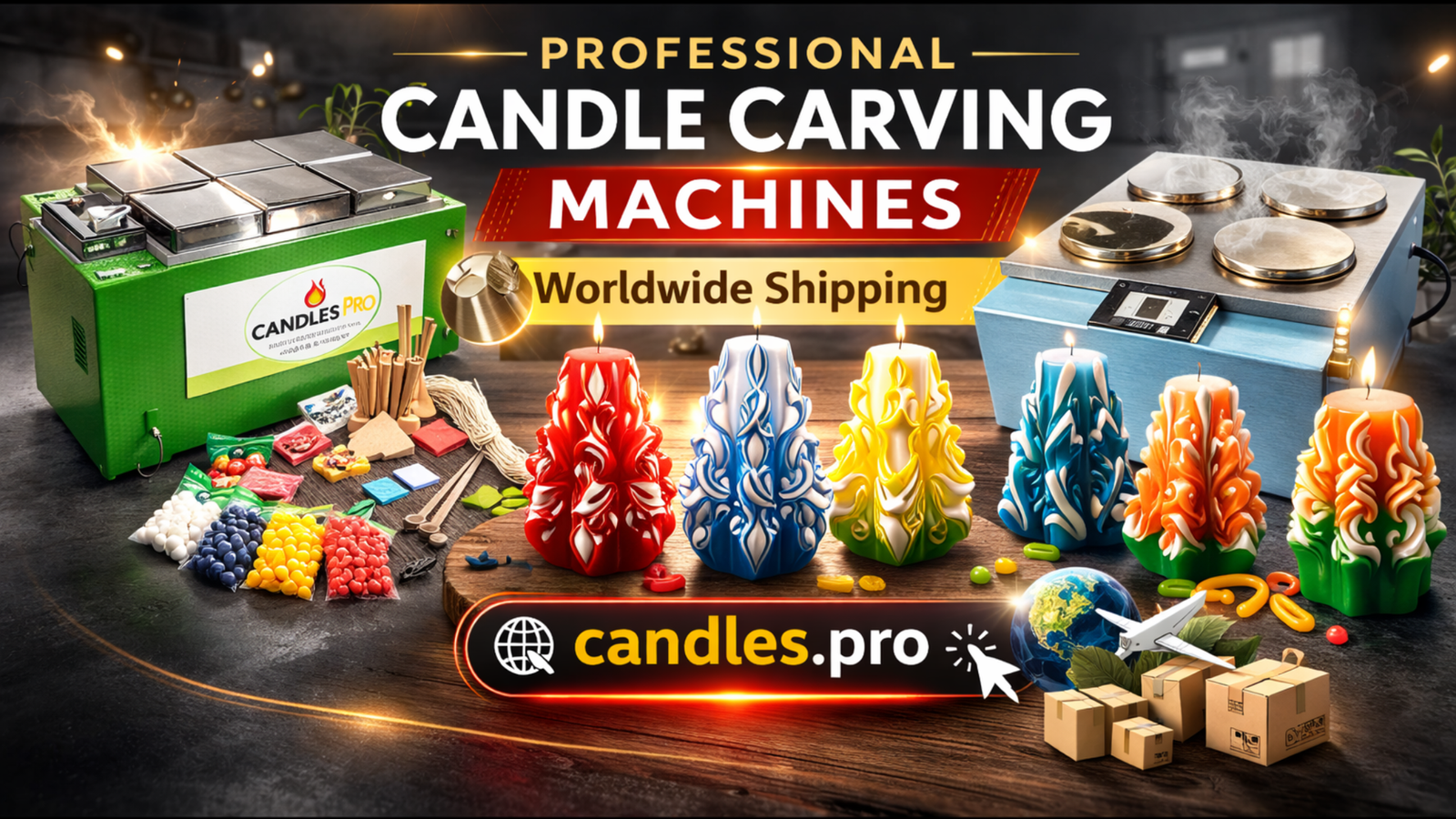 Professional carved candle making machines with wax melter and carving tools – CandlesPro